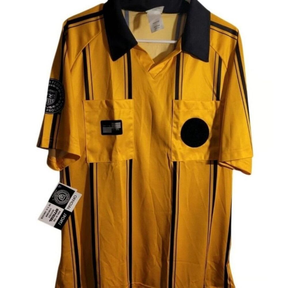 NWT US Soccer Federation Referee Jersey Unisex Medium Yellow Black Official